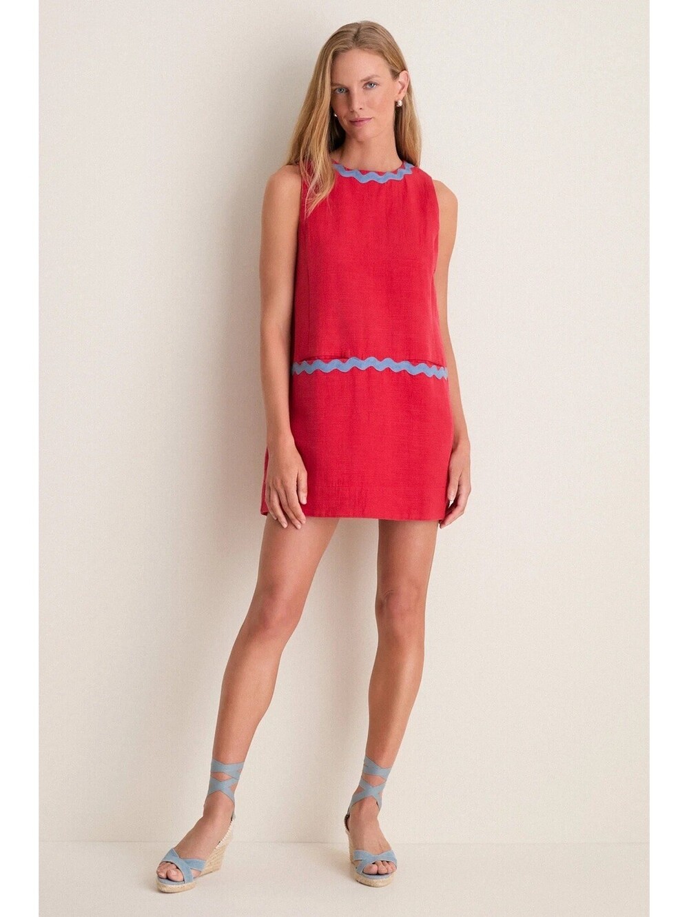 XXXL Tuckernuck Cherry Ric Rac Corby Shift Dress In Rococco Red - Picture 7 of 11